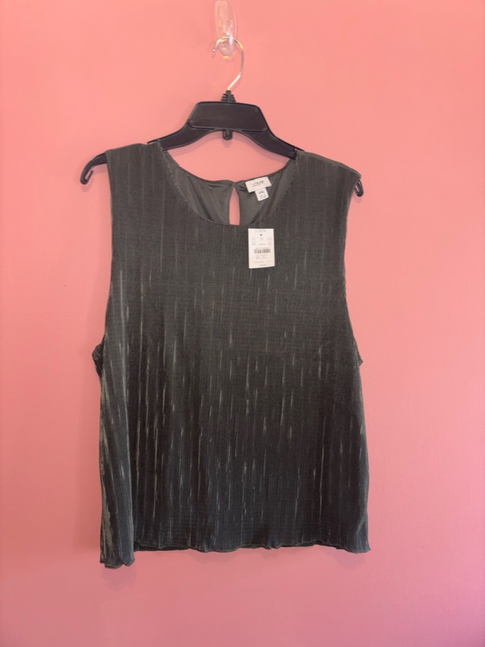 J. Crew Metallic-Striped Sleeveless Pleated Camisole - Dark Gray